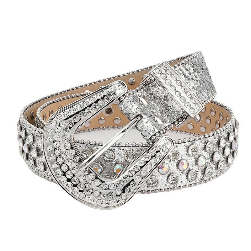 Rhinestone Belt for Stunning Style Statements - CowderryBeltsWhite