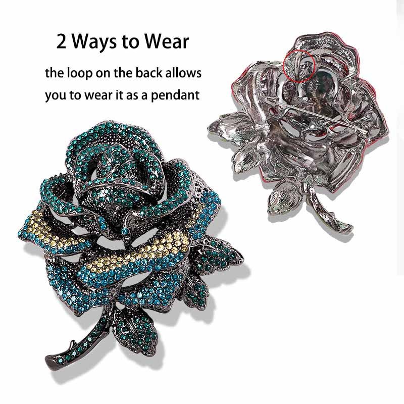 Rose Jewelry Set: Belt, Cross Necklace, and Blue Rose Brooch - Cowderry32-34 (Fit Waist 30-32 in)