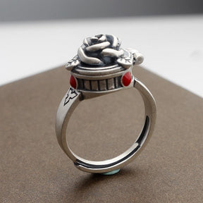 Rose Ring with Hidden Compartment One Size Fits All - CowderryRings
