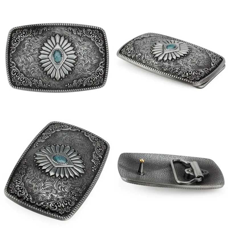 Square Pattern Western Belt Buckle - CowderryBelt BucklePewter