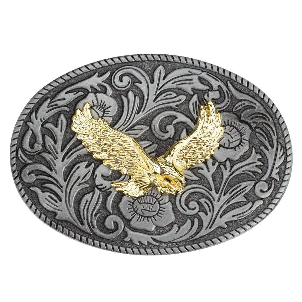 Tang Grass Pattern Eagle Belt Buckle - CowderryBelt BuckleGold