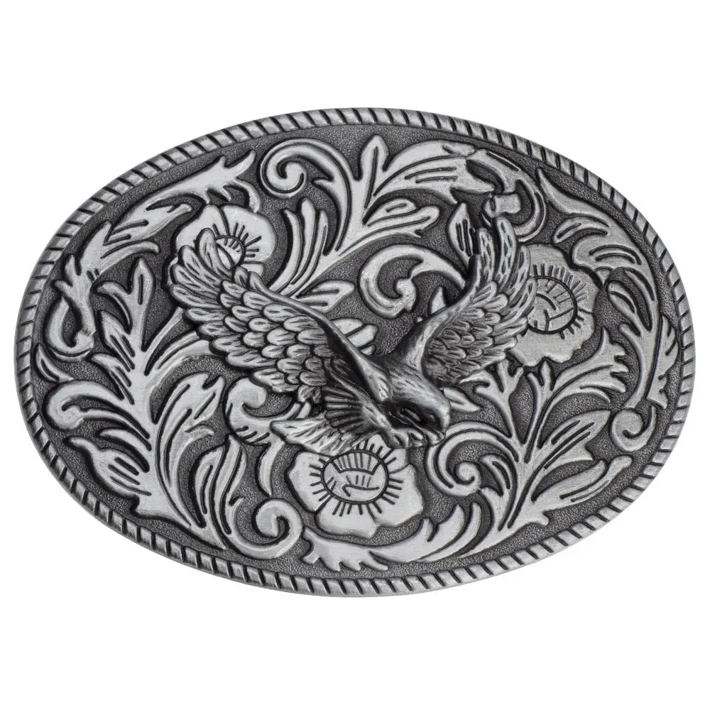 Tang Grass Pattern Eagle Belt Buckle - CowderryBelt BuckleSilver