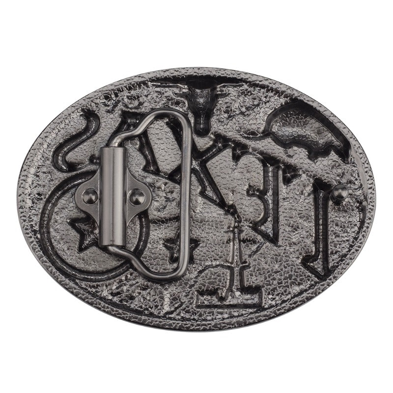 TEXAS Longhorn Pangolin Brown Western Belt Buckle - CowderryBelt BucklesBrown