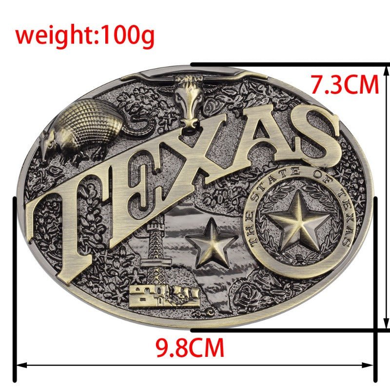 TEXAS Longhorn Pangolin Brown Western Belt Buckle - CowderryBelt BucklesBrown