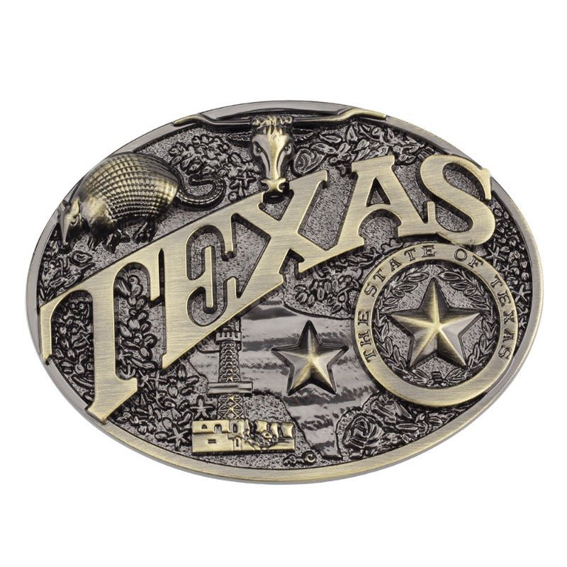 TEXAS Longhorn Pangolin Brown Western Belt Buckle - CowderryBelt BucklesBrown