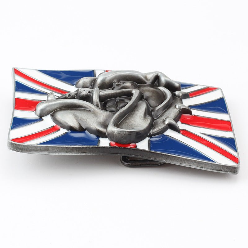 United Kingdom Flag Bulldog Western Belt Buckle - CowderryBelt Buckles