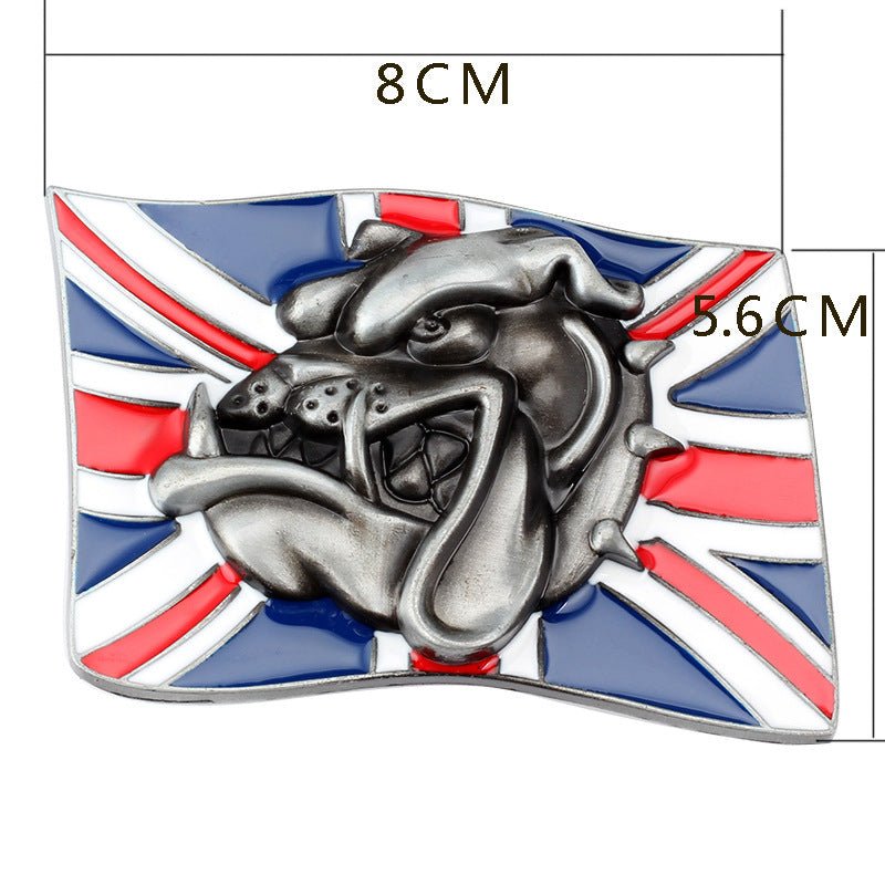 United Kingdom Flag Bulldog Western Belt Buckle - CowderryBelt Buckles