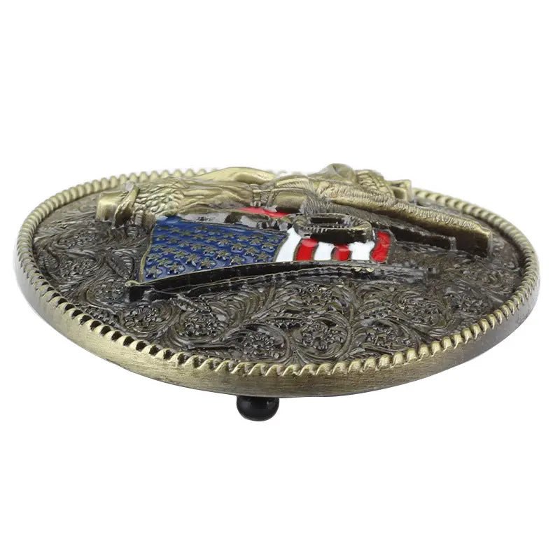 Western American Flag Cowboy Belt Buckle - CowderryBelt BucklePewter