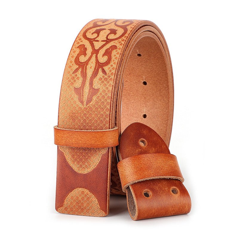 Western Belt Without Buckle 1.5" Wide with Snaps - CowderryBrown