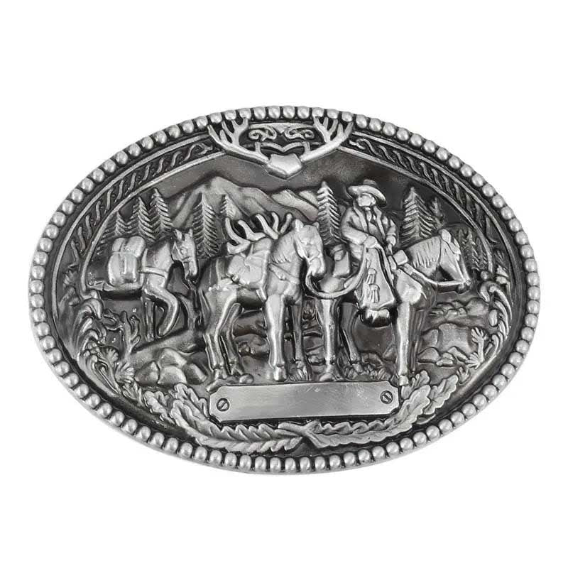 Western Cowboys Colts Belt Buckle - CowderryBelt BucklePewter