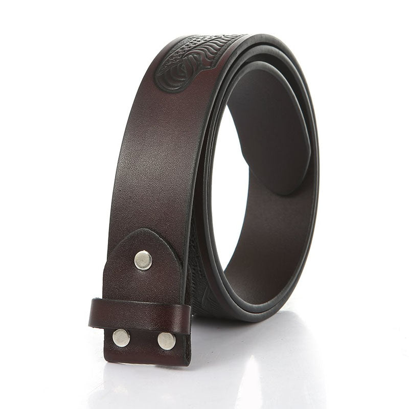 Western Eagle Embossed Belt Without Buckle 1.5" Wide with Snaps - CowderryBeltsCoffee