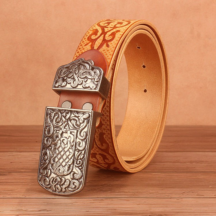 Western Leather Belt for Men - CowderryBrown