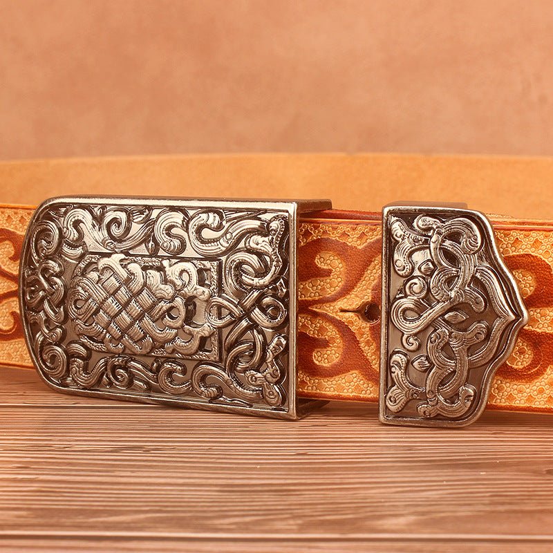 Western Leather Belt for Men - CowderryBrown