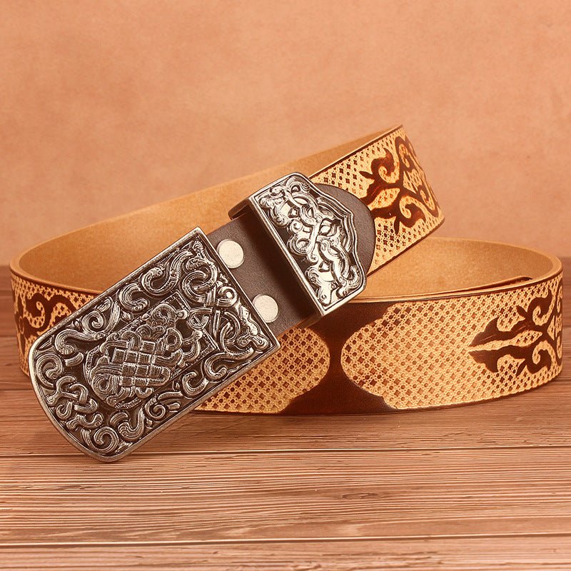 Western Leather Belt for Men - CowderryBrown