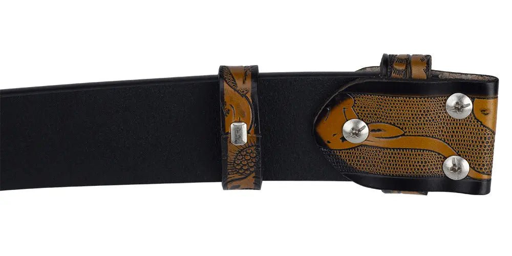 Western Leather Belt Without Buckle for Men 1.5" Wide with Snaps - CowderryBeltsBlack