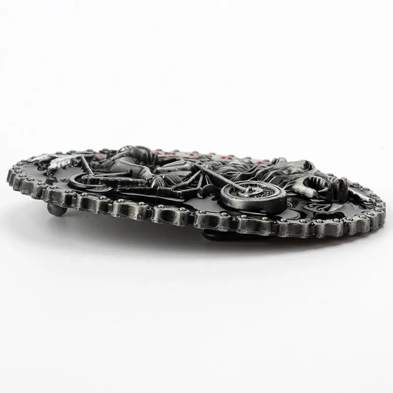 Western Wolf and Motorcycle Belt Buckle - CowderryBelt Buckle