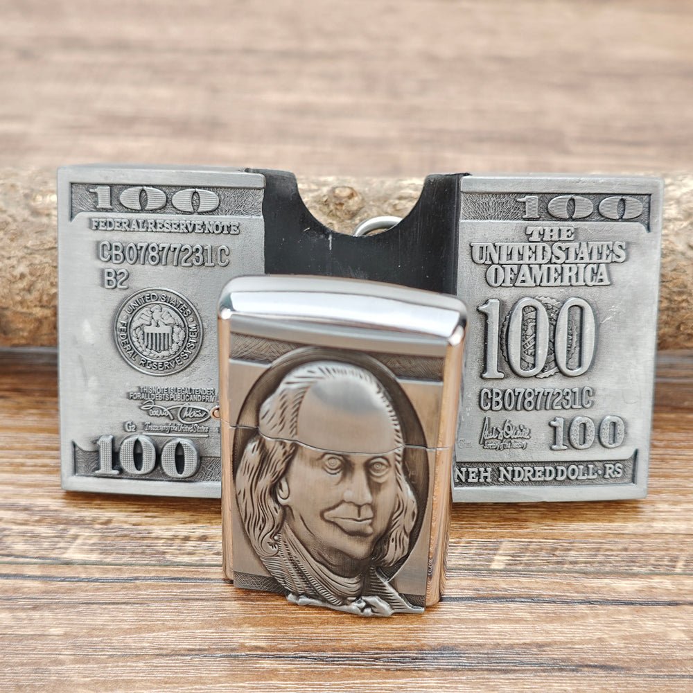 100 Dollar Bill Money Belt Buckle with Lighter - CowderryBelt Buckles