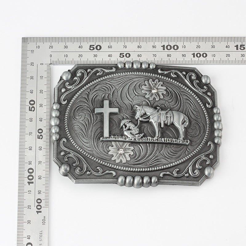Vintage Grey Western Cowboy Belt Buckle