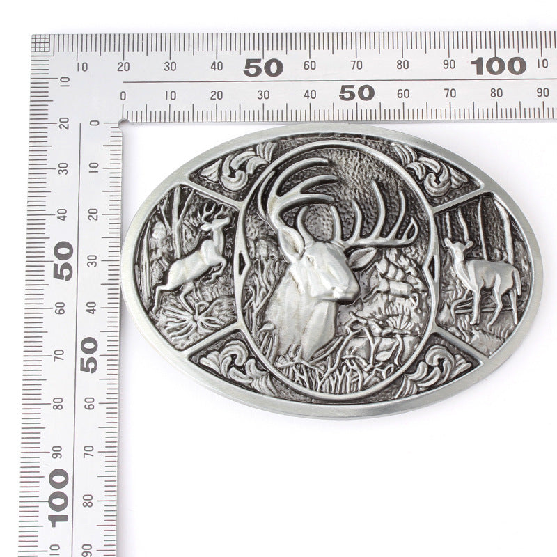 Western Deer Buck Belt Buckle Oval Hunting Wildlife Outdoors