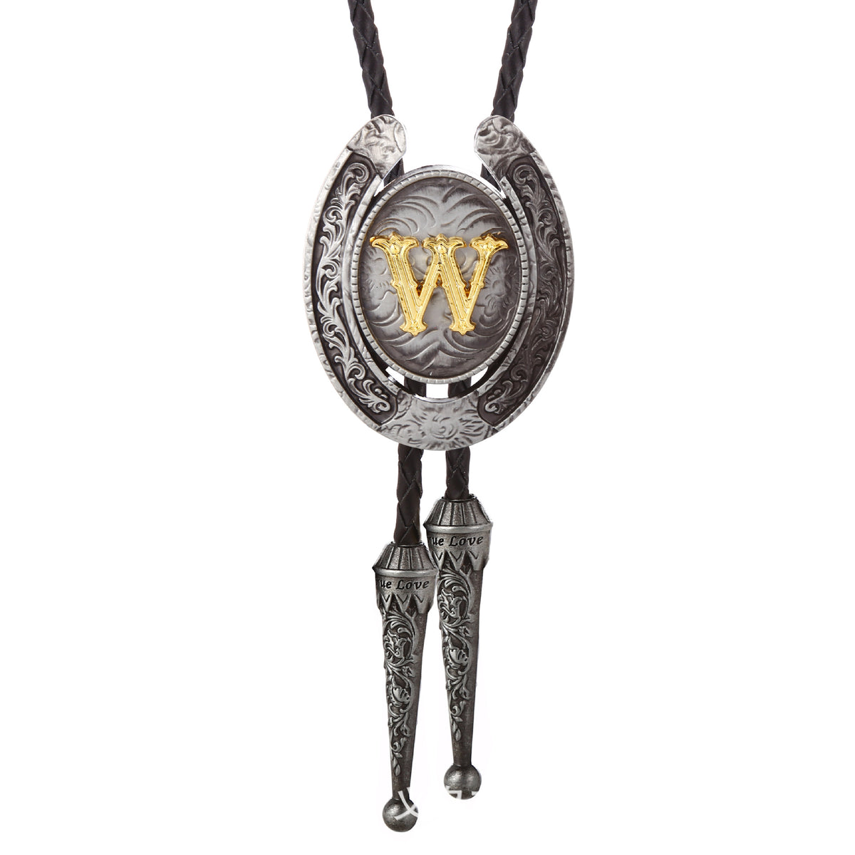 Western Horseshoe Initial Bolo Tie A to Z