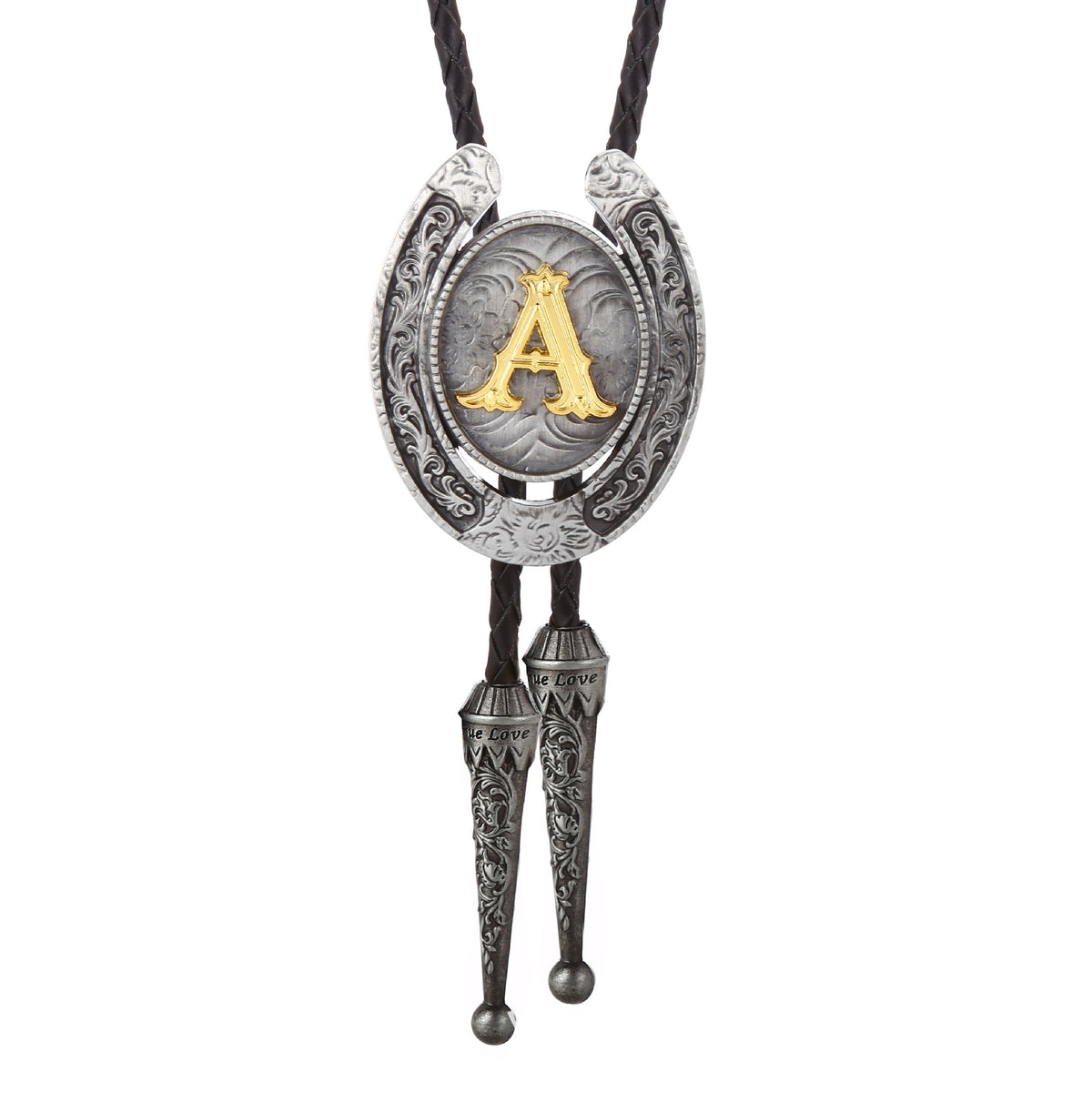 Western Horseshoe Initial Bolo Tie A to Z