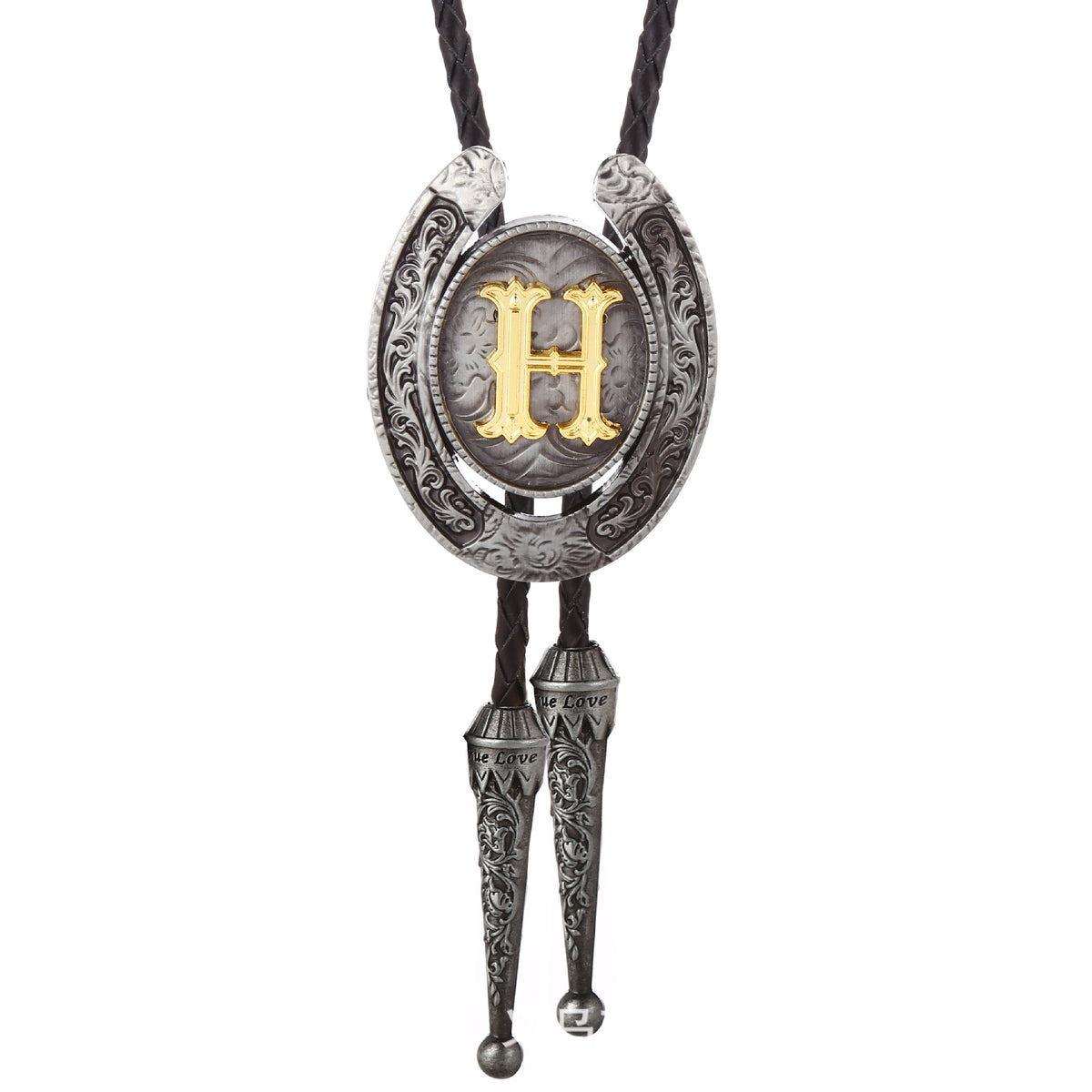 Western Horseshoe Initial Bolo Tie A to Z
