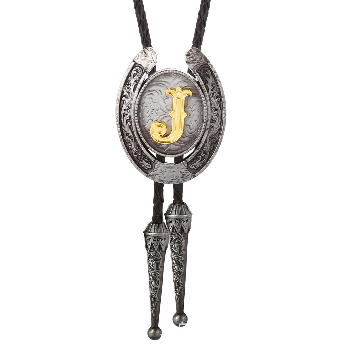 Western Horseshoe Initial Bolo Tie A to Z
