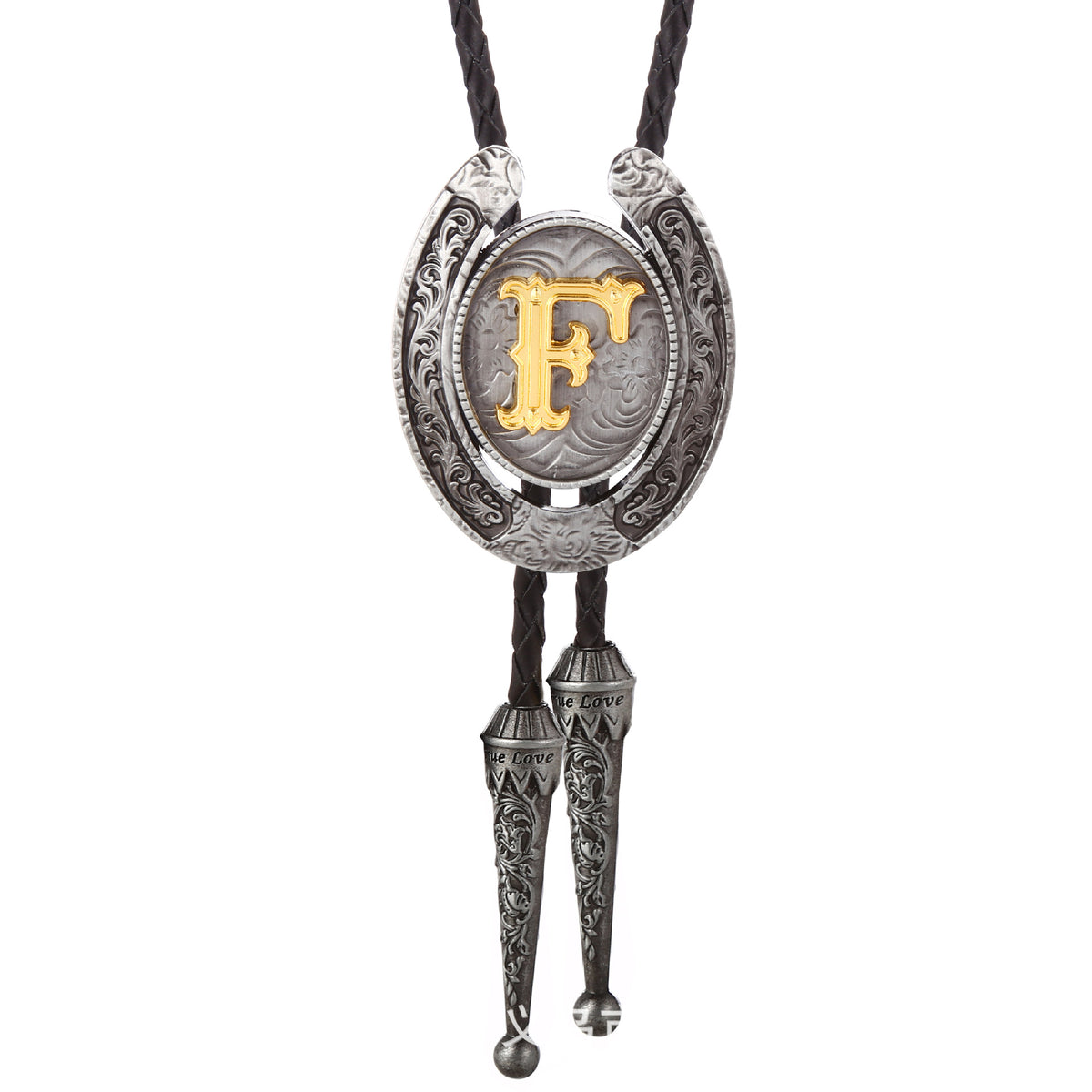 Western Horseshoe Initial Bolo Tie A to Z