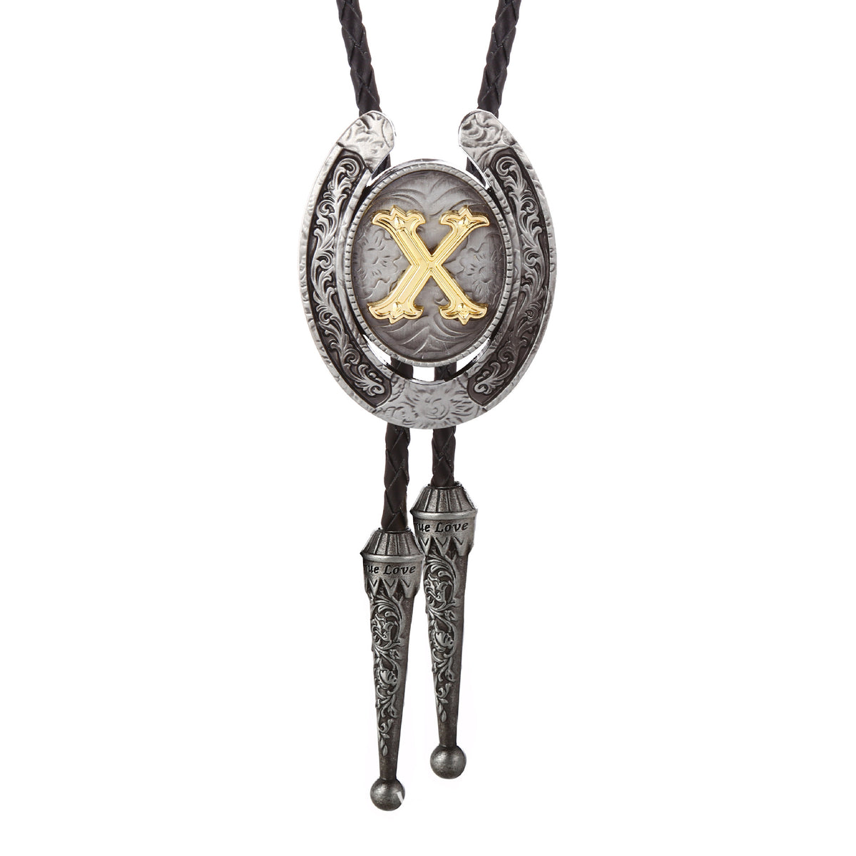 Western Horseshoe Initial Bolo Tie A to Z