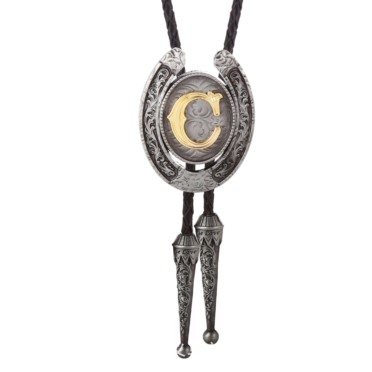 Western Horseshoe Initial Bolo Tie A to Z