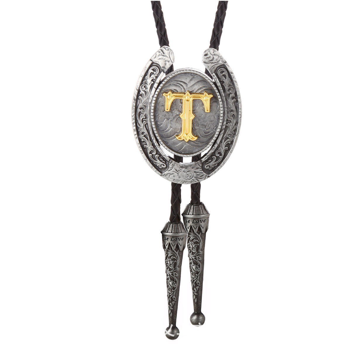 Western Horseshoe Initial Bolo Tie A to Z