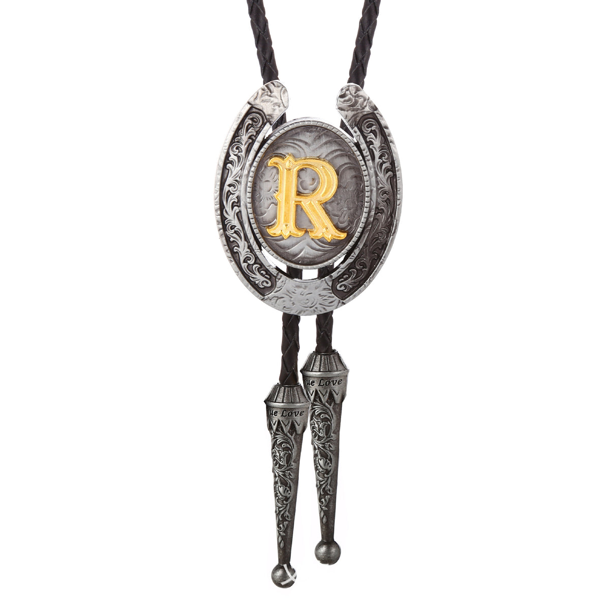 Western Horseshoe Initial Bolo Tie A to Z