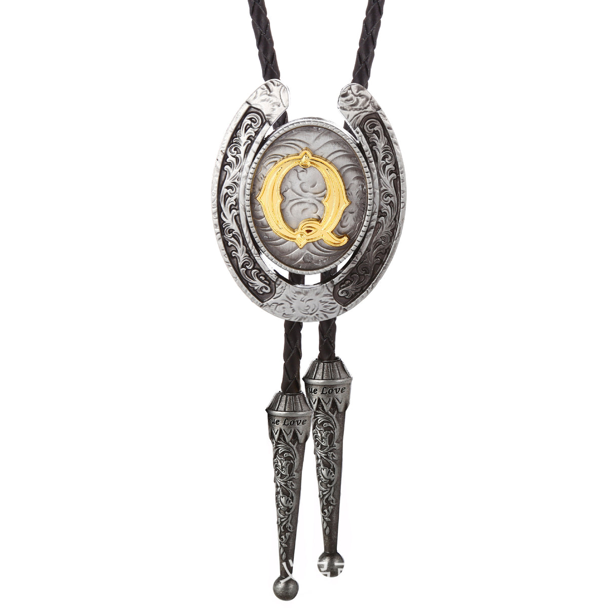 Western Horseshoe Initial Bolo Tie A to Z