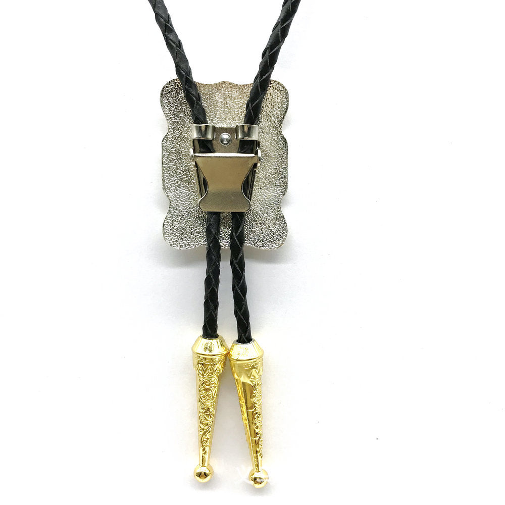 Praying Cowboy At Cross Golden Bolo Tie