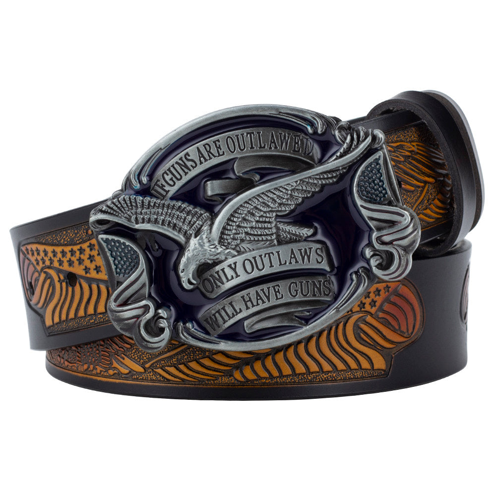 2nd Amendment Eagle Western Leather Belt