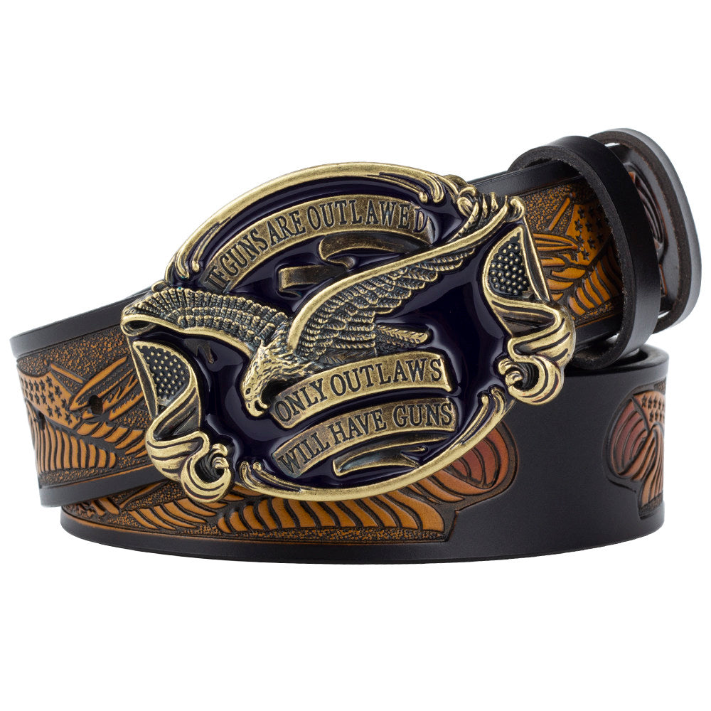 2nd Amendment Eagle Western Leather Belt