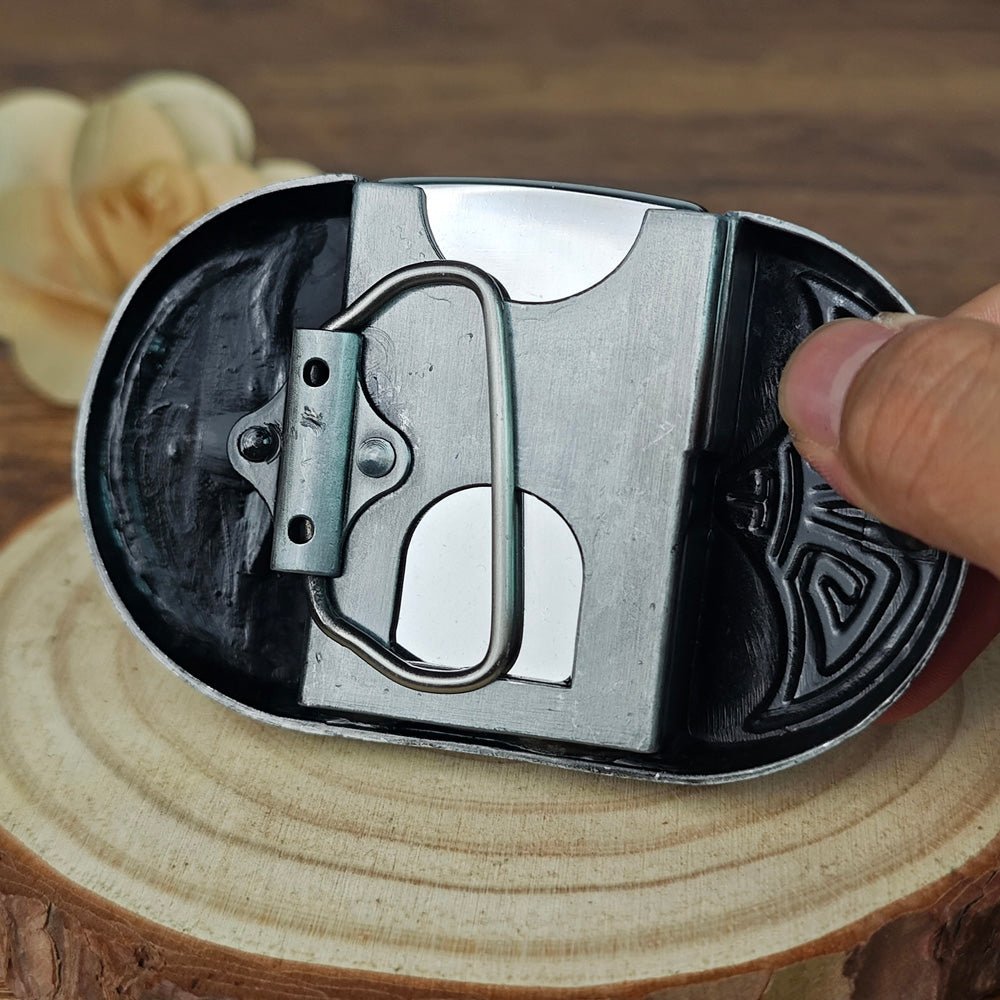 3D Cobra "STAR" Skull Lighter Holder Belt Buckle - CowderryBelt BucklesBrown