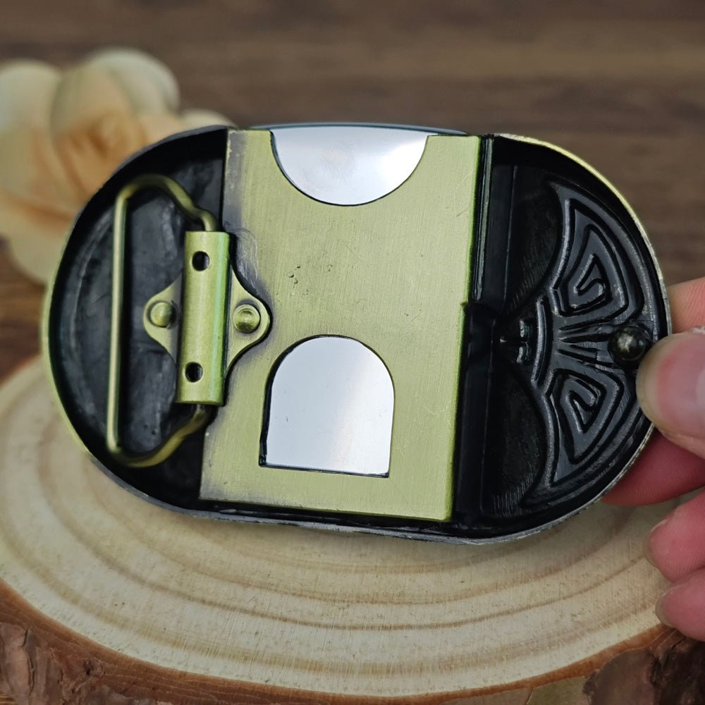 3D Cobra "STAR" Skull Lighter Holder Belt Buckle - CowderryBelt BucklesBrown