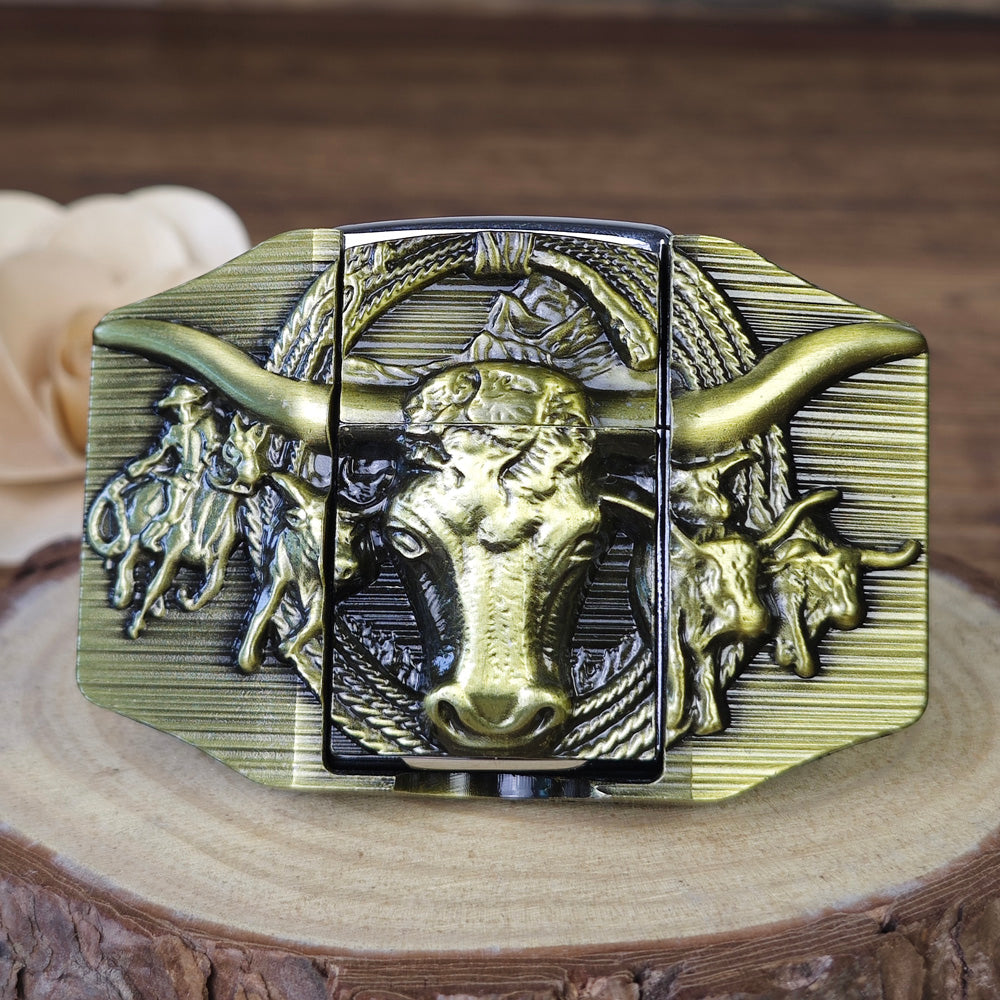 Longhorn Belt Buckle hidden Lighter