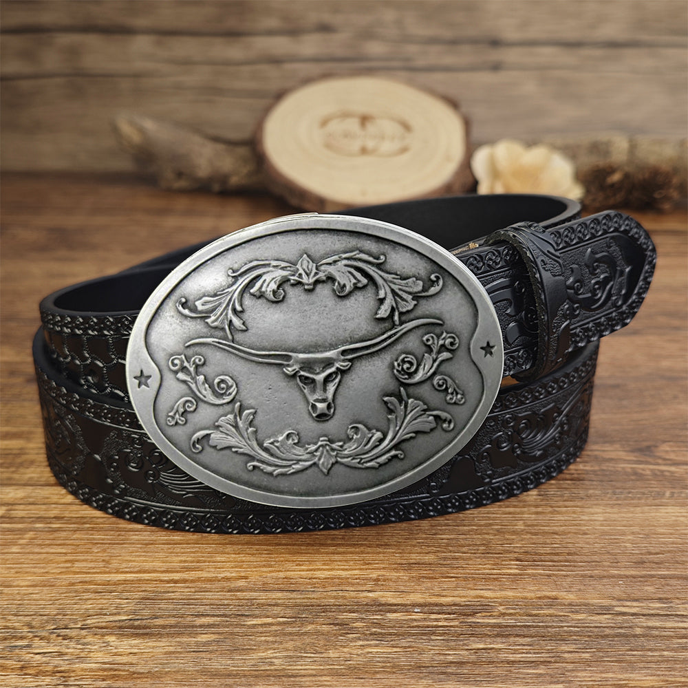 Black Leather belt with Beer Can Holder Buckle