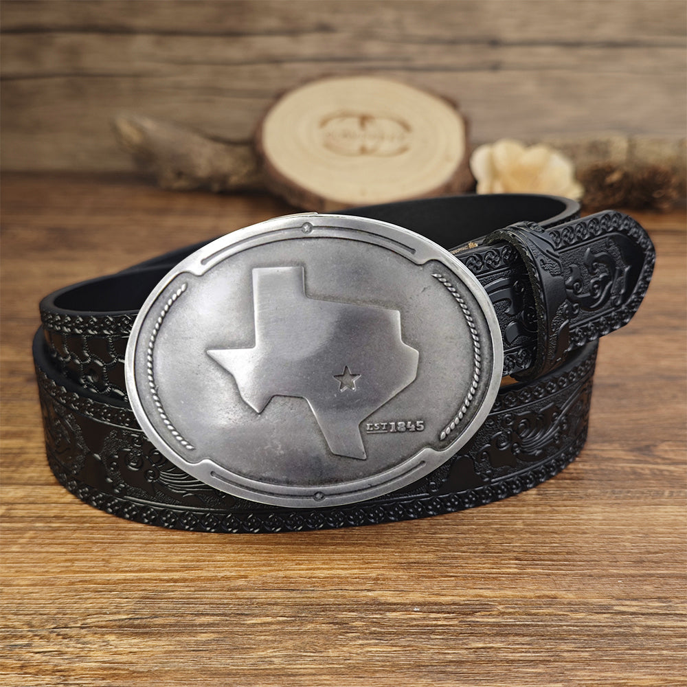Black Leather belt with Beer Can Holder Buckle