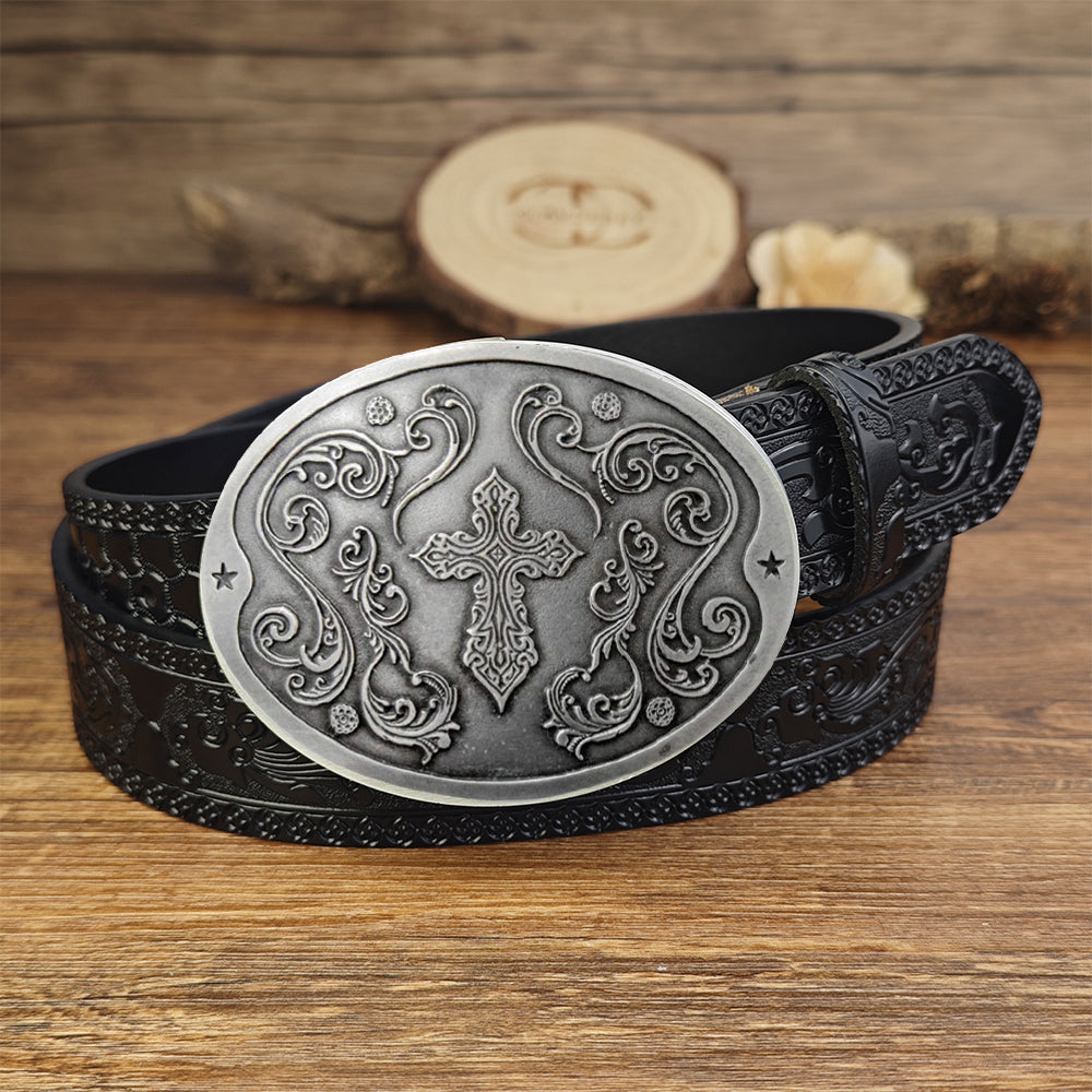 Black Leather belt with Beer Can Holder Buckle