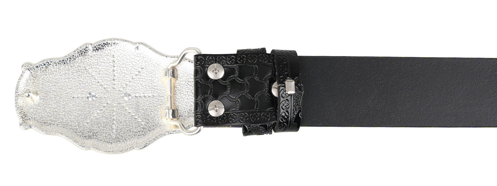 Black Western Leather Belt Gold Silver Rodeo Buckle Cowboy