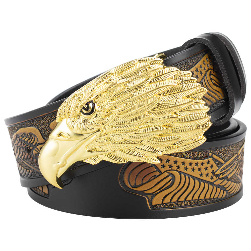 Eagle American Patriot Embossed Leather Western Cowboy Belt