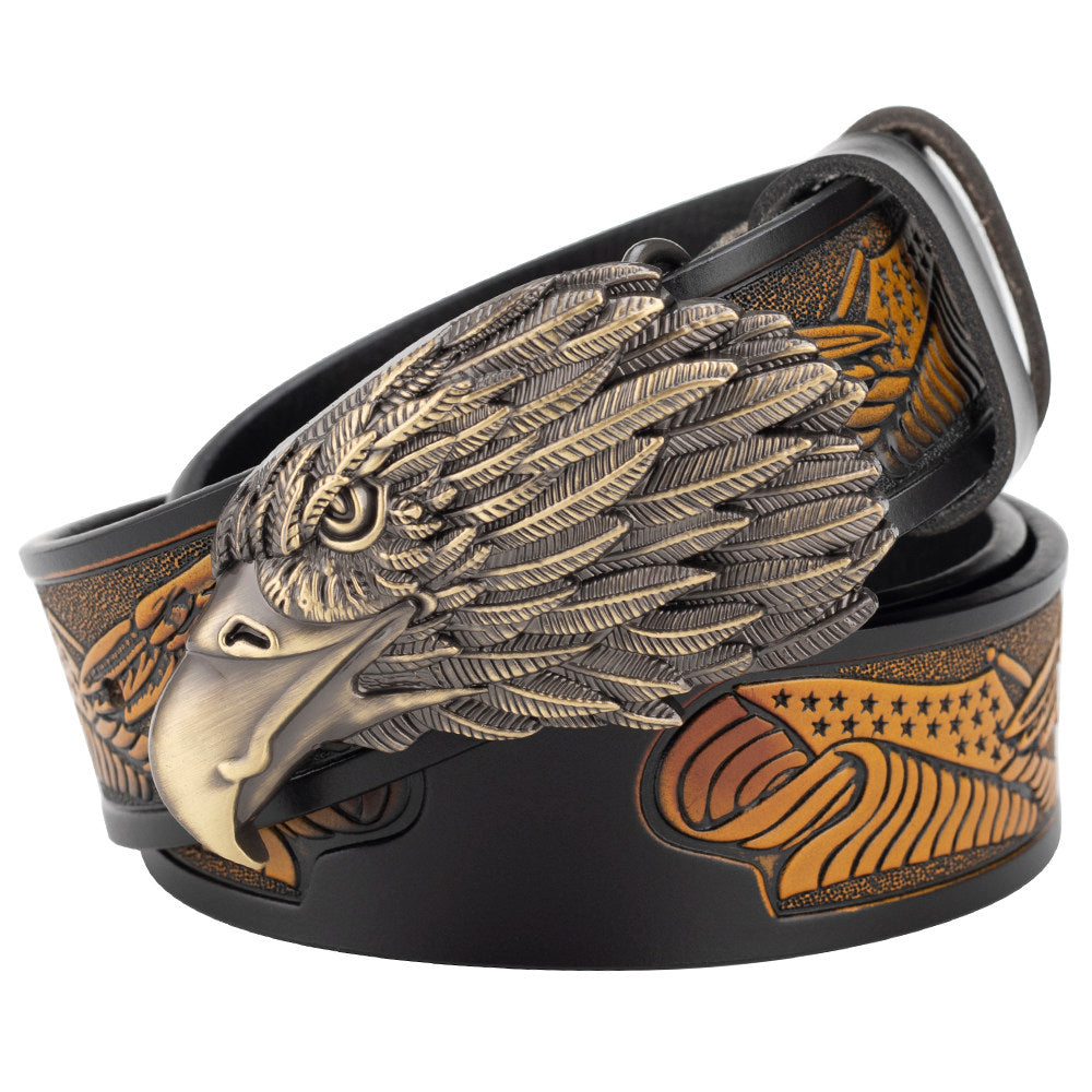 Eagle American Patriot Embossed Leather Western Cowboy Belt