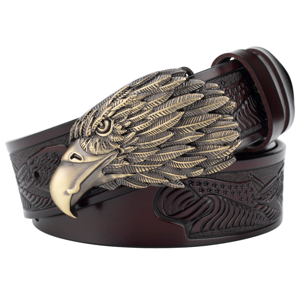 Eagle American Patriot Embossed Leather Western Cowboy Belt