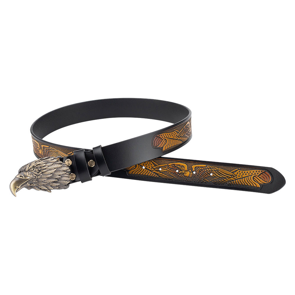 Eagle American Patriot Embossed Leather Western Cowboy Belt