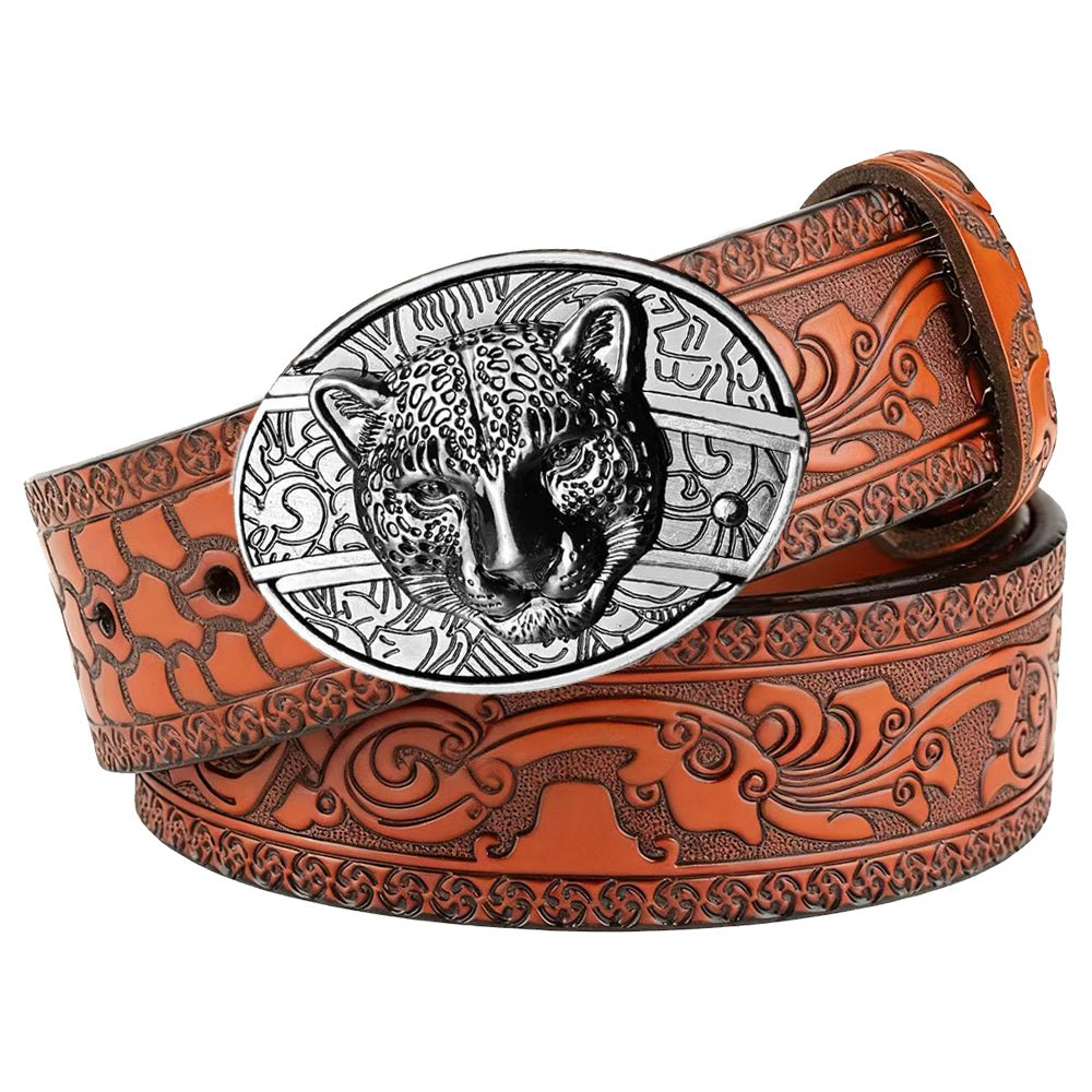 Embossed Brown Leather Western Utility Belt