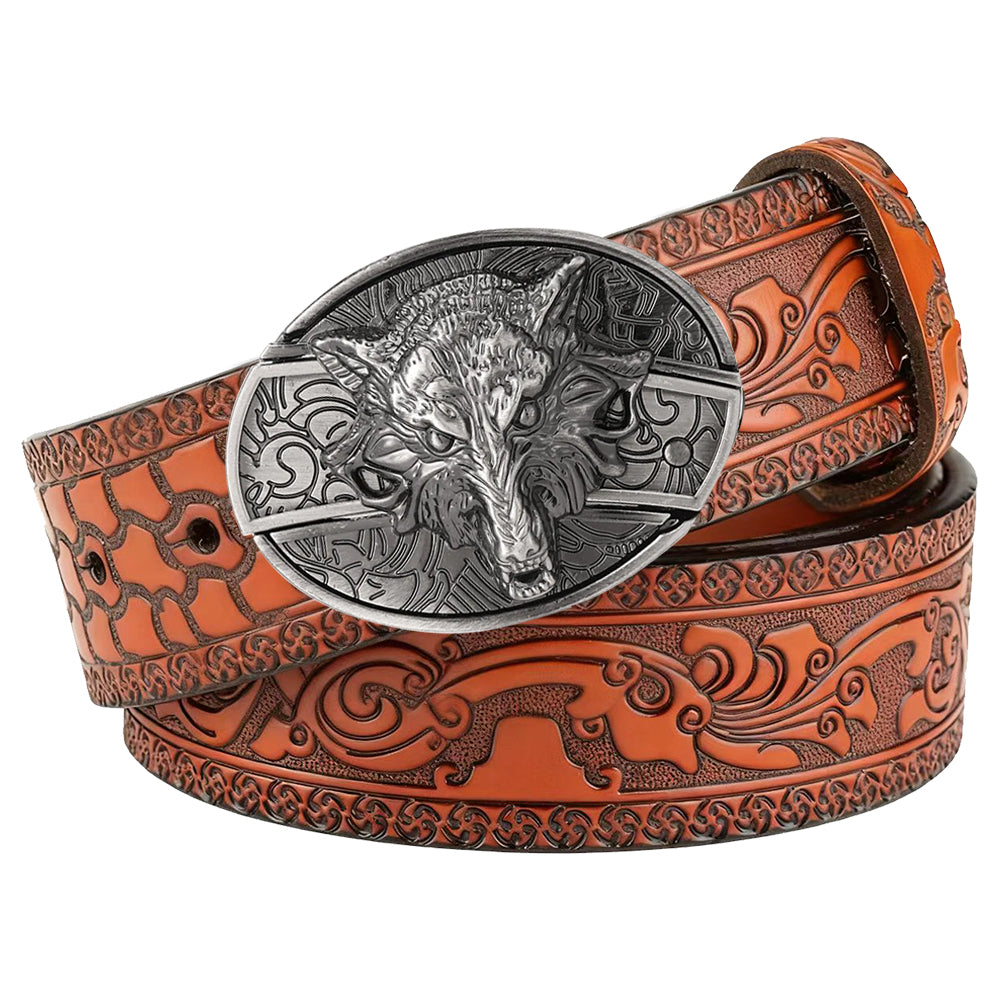 Embossed Brown Leather Western Utility Belt