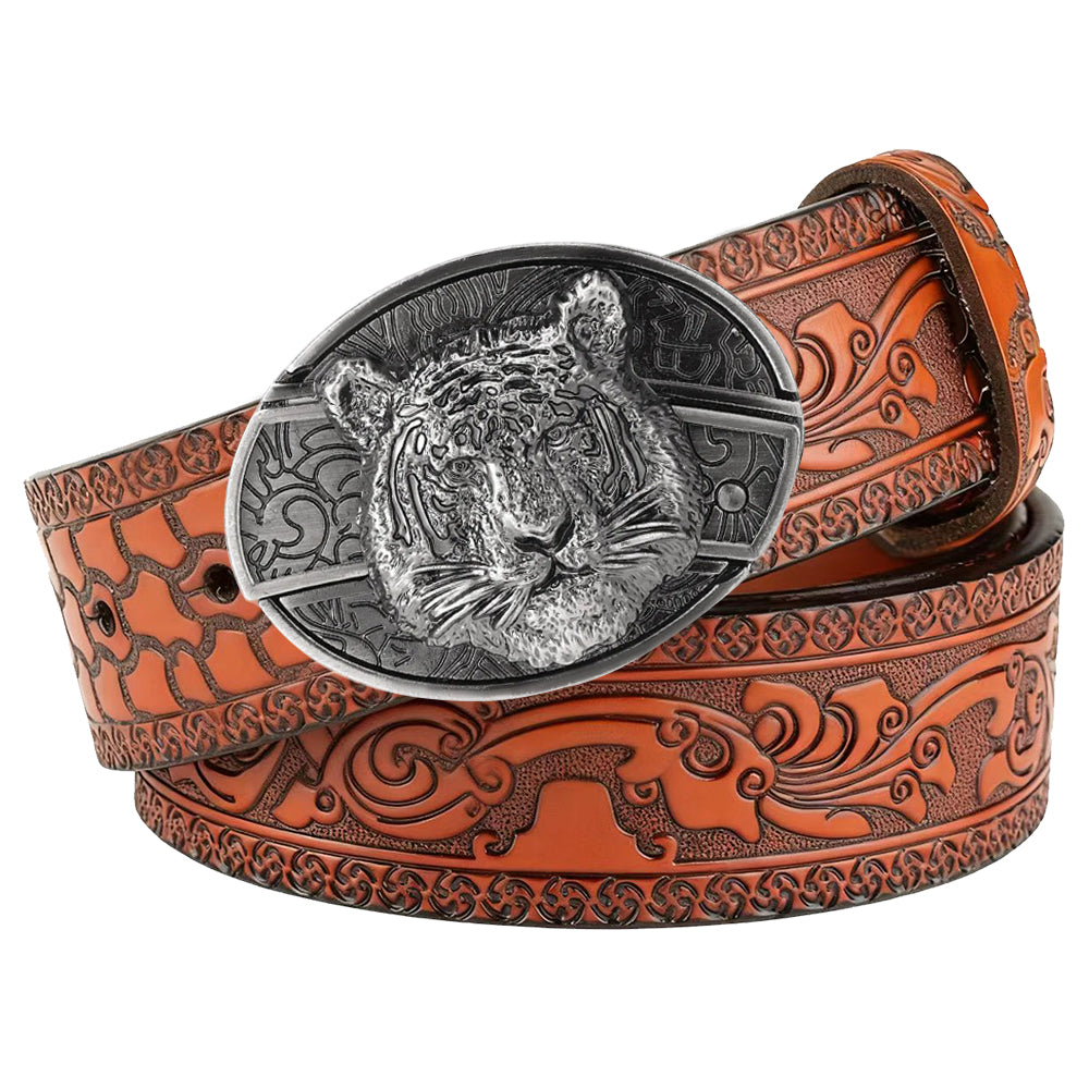 Embossed Brown Leather Western Utility Belt